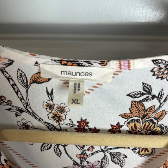 Maurices Flutter Sleeve Blouse in White and Pink - Picture 2 of 8